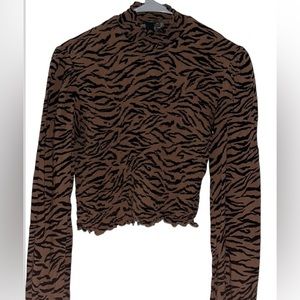 Wild Fable, Brown and Black Leopard Print Blouse, Small